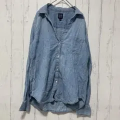 GAP DENIM デニムシャツ S ライトブルー 長袖 コットン100% 定番