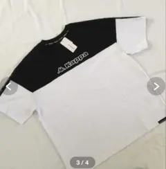 Kappa バイカラー 半袖Tシャツ ブラック×ホワイト