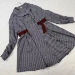 REDYAZEL チェック柄 ベルト付フレアワンピース M