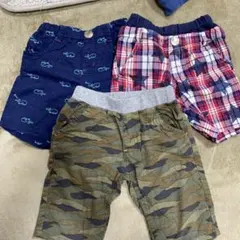 moujonjonベビー服 迷彩・ネイビー・チェックパンツ3点セット