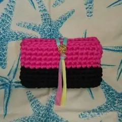 フックドゥズパゲッティ Tシャツヤーン モノポップ マルチポーチ