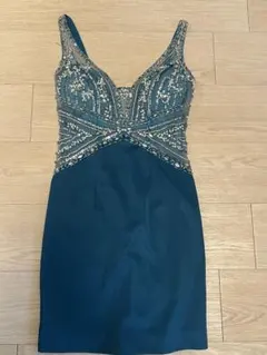 IRMAビジュー装飾 ミニドレス ダークグリーン