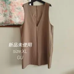 新品　ジーユー　GU ミニジャンパースカート　ワンピース　ベージュ　秋冬