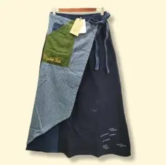 【新品】ライムインク　インディゴミニ裏毛ラップスカート　NAVY