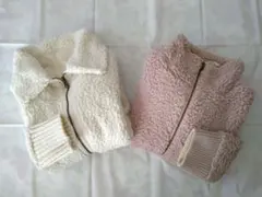 リバーシブル　ボアブルゾン　ピンク／ホワイト　2枚セット