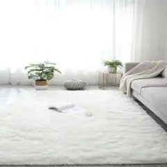 160×200cm ラグ カーペット ふわふわ 可愛い 暖かい ホワイトD487