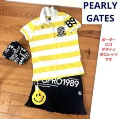 未使用品】パーリーゲイツ ベア天千鳥ボーダー ハイネックカットソー