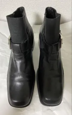 週末お値下げ　ブラックレザーアンクルブーツ サイドゴア