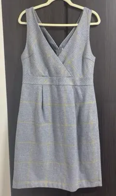 お値下げしました　クチュールブローチ　 チェック柄ノースリーブワンピース 40