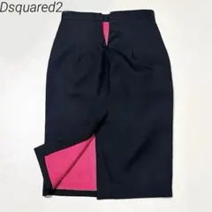 美品 Dsquared2 タイトスカート 38 黒 裏地ロゴ総柄 ピンク⁠のサムネイル