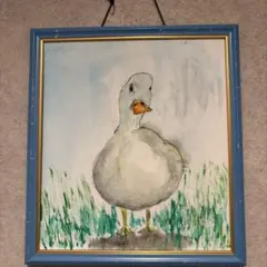 絵画 油彩画 アヒル アート