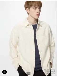 ユニクロ フランネルシャツ M オフホワイト 白シャツ 長袖シャツ 男女兼用