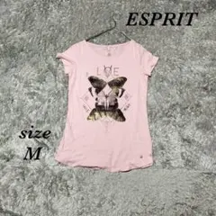 エスプリ (M) プリント Tシャツ フレンチスリーブ ロゴ入 綿100%のサムネイル