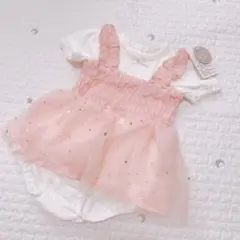 バースデイ Cottoli ピンク 星柄チュール ロンパース