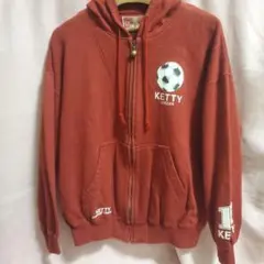KETTY サッカー柄 ジップアップパーカー Mサイズ 赤のサムネイル