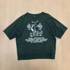 【GU】スウェT5分袖Peanuts 4 カーキ　グリーン110 トレーナー