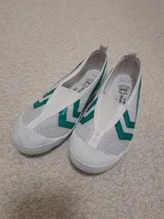 ムーンスター　上履き　21.5 EE ホワイト/グリーン Teflon使用