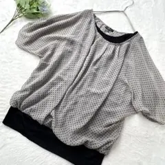 インディヴィ ノースリーブシャツ付きブラウス シースルー ドット 38 半袖