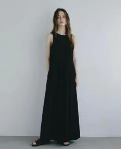 ETRE TOKYO リネンサッカーロングワンピース ブラック S