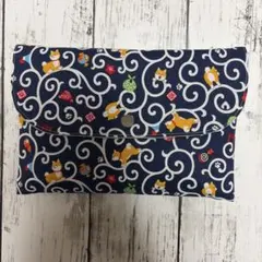 ハンドメイド　御朱印帳入れ　マルチポーチ　柴犬柄　和柄