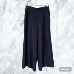 J535 テチチ ワイドパンツ ネイビー M 紺 綺麗め オフィスカジュアル上品