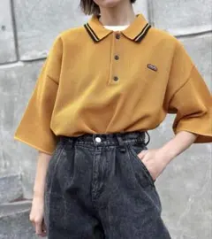 JaVa 大人のスポーティー。超軽量襟ラインオーバーサイズニットポロ