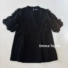 Emma Taylor エマテイラー シアーフリルスリーブブラウス フリー　黒のサムネイル