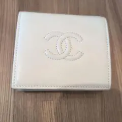 【1回のみ使用】CHANEL スモール フラップ ウォレットライトベージュ