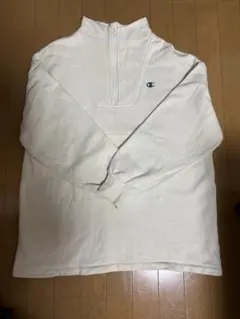 Champion Women's L ホワイト ハーフジップ トレーナー