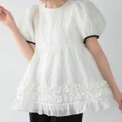 fitmore ♡ ジャガードボリューム3段フリルトップス - メルカリ