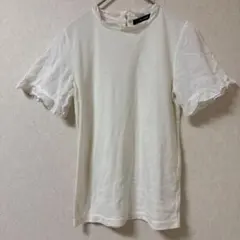 w closet フリルネック 半袖　Tシャツ　ホワイト　F 切り替えデザインのサムネイル