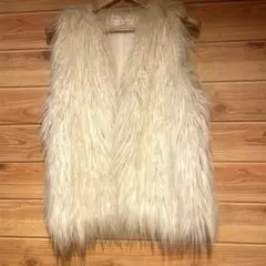 ZARA GIRLS 가짜 모피 베스트 화이트 아이보리 모발 긴