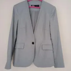 ZARA ノーカラージャケット ライトブルーのサムネイル