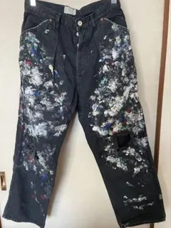 HERILL ヘリル/名作 24SS ダブルニーパンツ ペイント ダメージ 黒0 HERILL ヘリル/名作 24SS ダブルニーパンツ ペイント ダメージ 黒0