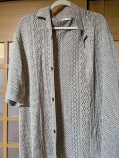 GU ベージュ レース編み 半袖 XXL