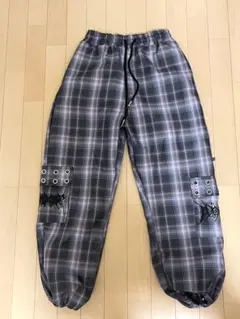 夢展望 チェック柄ゆる地雷パンツ