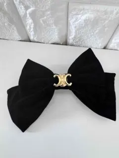 トリオンフ ベロア リボン バレッタ　ヘアクリップ　ブラックのサムネイル