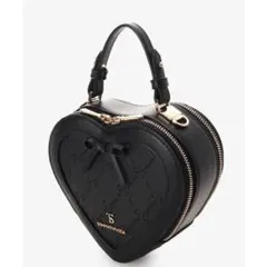 サマンサベガ スタンピングリボンハート型ショルダーバッグ ブラック