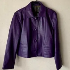 【ラム本皮】古着＊レディース ショート ジャケット 羊 パープル アウター