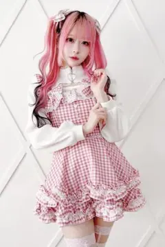 MA*RS ダブルりぼんギンガムキャミワンピース ピンクのサムネイル