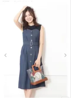 美品ジャスグリッティー　デニムドッキングワンピース