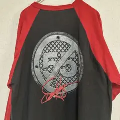 タルテックス Tシャツ クルーネック 七分袖 ロゴ L 黒 赤 綿 ライブのサムネイル