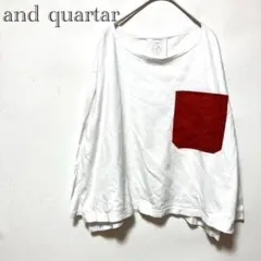 and quartar モケットポケットTシャツ 白×赤 ゆるだぼ ロンT 春秋