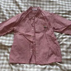 MIKI HOUSE 赤と白のチェック柄長袖シャツ