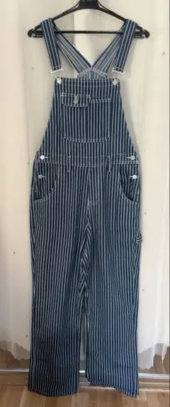 値下げ！新品　ストライプオーバーオール Sサイズ