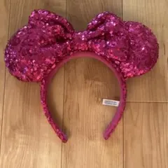 ピンク スパンコール ミッキー型カチューシャ