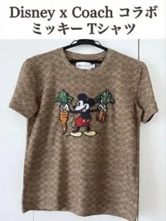 Disney×COACH コラボ Tシャツ ミッキー 刺繍 シグネチャー XSのサムネイル