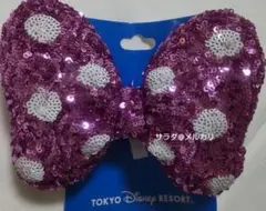 新品　ディズニー　ミニー　スパンコール　ヘアゴム　ヘアポニー　リボン　ピンク　白