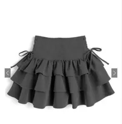 GRL インパン裏地付きリボンティアードミニスカート ta206 グレー S