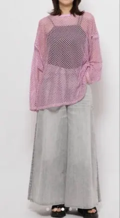 niko and ...グレー デニム ワイドパンツ ハイウエスト